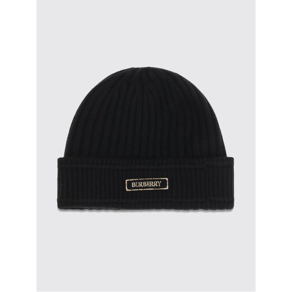 Burberry Men Burberry Ribbed Merino Wool Beanie With Embroidered Logo
